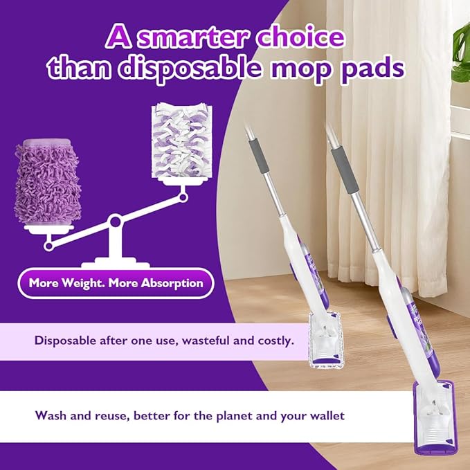 UNIMADE Reusable Mop Pads for Swiffer PowerMop, 8 Pack Microfiber Mop Pad Refill with Scrubber Strips for 13''-15'' SprayMop, Washable Mop Pads Use for Most Floor Types, Designed for Pets - Multicolor