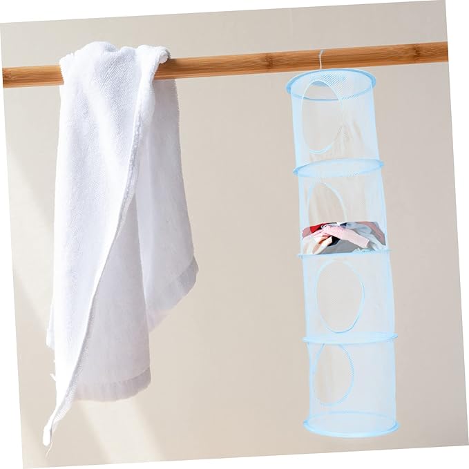 1Pc Hanging Laundry Basket Breathable Compartment Organizer for Clothes Sundries Convenient Storage