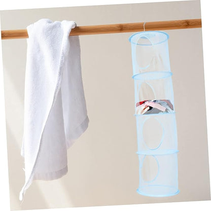 1Pc Hanging Laundry Basket Breathable Compartment Organizer for Clothes Sundries Convenient Storage