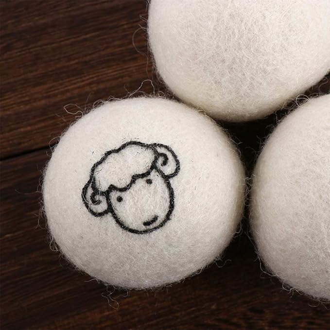 Generic Reusable Wool Dryer Balls Fabric Softener Ball Wool Laundry Ball Reducing Clothing Wrinkles,Saving Drying Time and Fabric Fluffier(2 pcs-with Pattern), AM17CD0ADMXUS