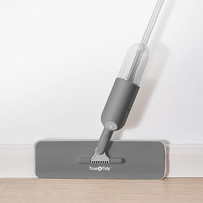 True & Tidy Spray Mop for Floor Cleaning Wet Spray Mop with 12 oz Refillable Bottle and 4 Washable Microfiber Pads Home or Commercial Use Dry Wet Flat Mop for Hardwood Laminate Wood Ceramic (Gray)