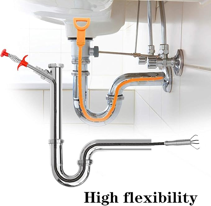 63 Inch Drain Pipe Cleaner,Drain Auger Hair Catcher, Sink Dredge Drain Clog Remover Cleaning Tools for Kitchen Bathroom Tub Toilet Washbasin Clogged Drains Dredge Pipe