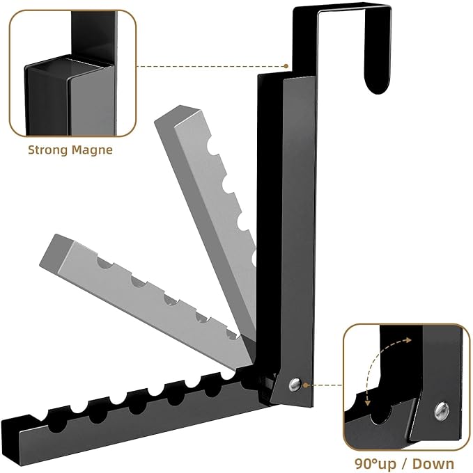 Over The Door Hanger Folding Clothes Drying Rack, Folding Hanging Coat Rack for Indoor Laundry Room Compact Small Space Foldable Portable Clothing Hanger Hook Collapsible- 1 Pack（Black）