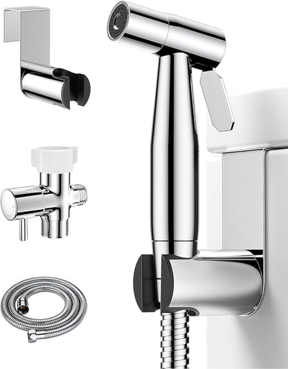 Chrome Handheld Bidet Sprayer, Jet Sprayer for Toilet Muslim Shower, Adjustable Bidets Attachment for Toilet, Bidet Hose for Feminine Wash