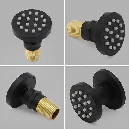 HOMEDEC 2inch Round Brass Showerhead Shower Jet Massage Spa Body Sprays Wall Mount, 4pcs, Matte Balck