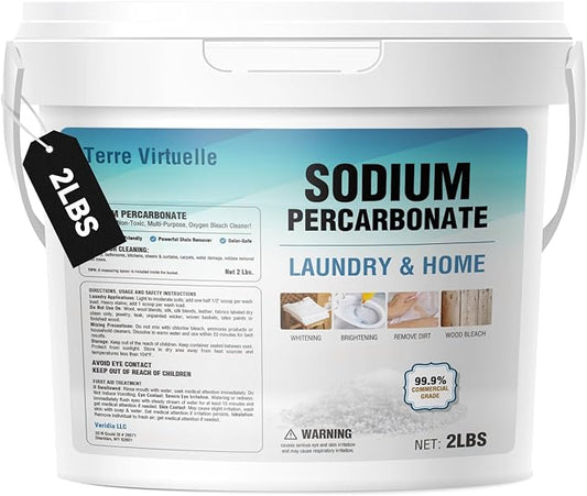 Sodium Percarbonate – Oxygen Bleach Powder & Laundry Booster – Multi-Purpose Cleaner for Stain Removal, Whitening, Deodorizing – Chlorine-Free (2lbs)