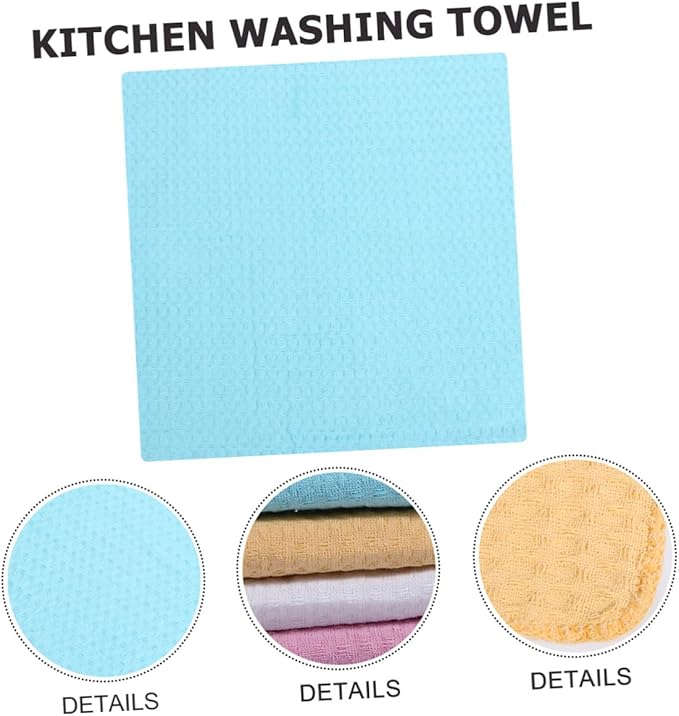 Ciieeo 4pcs Kitchen Cleaning Cloth Set, Absorbent Cotton Dish Wipes, Lint-Free Sturdy Microfiber Towels for Household and Kitchen Use