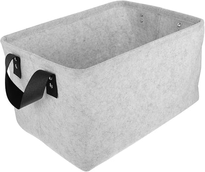 VICASKY Felt Storage Basket Folding Clothes Bucket Medium Gray Laundry Hamper Organizer for Clothes Washable Practical Storage Container for Home