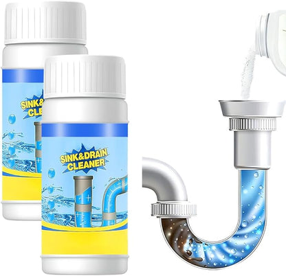 2026 New Sink Drain Cleaners, Powerful Pipe Dredging Agent Foaming Powder, Quick Foaming for Kitchen, Bathroom, Toilet, Tub Shower Drains, Home Cleaning Tool (2 PCS)