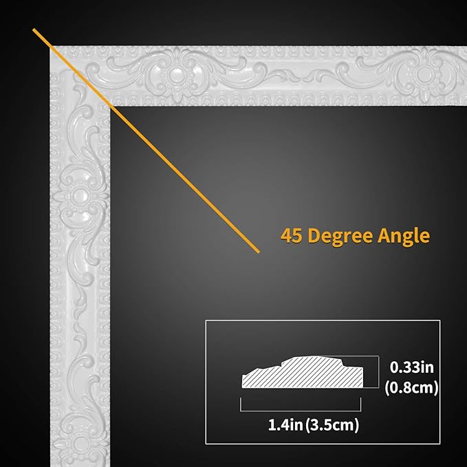 NeatiEase Flexible Molding Trim Wall Trim Self Adhesive, 16.4 Feet Peel and Stick Mirror Frame Border, Waterproof Bathroom Decor, Home Decor (White)