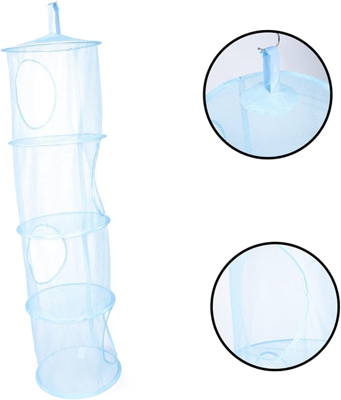 1pc Ventilated Drying Basket Space-saving Clothes Organizer Capacity and Four Compartments for Laundry and Toy Storage