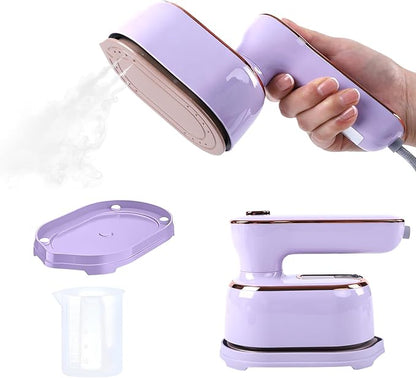1000W Travel Steamer for Clothes, Portable 2-in-1 Handheld Steamer & Iron, 20s Fast Heat-Up, Sharp-Corner Detail Panel, Foldable 180° Handle, Compact for Home & Travel (Grape Purple)