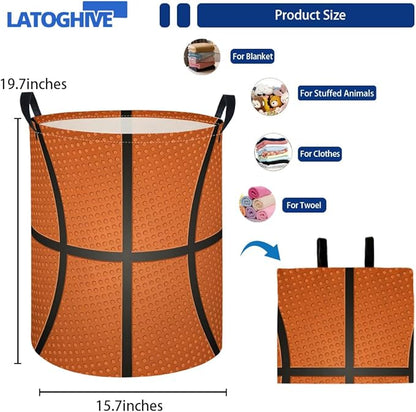 Baby Laundry Hamper kids laundry Basket Waterproof Laundry Bag for Bedroom Toy Clothes Organizer Room Décor(Basketball)