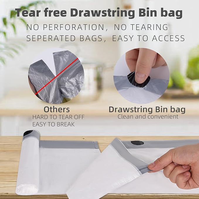 4 Gallon Trash Bags, 40 Count Drawstring Garbage bags, Thickened Unscented Wastebasket Liners for Bathroom Bedroom Office