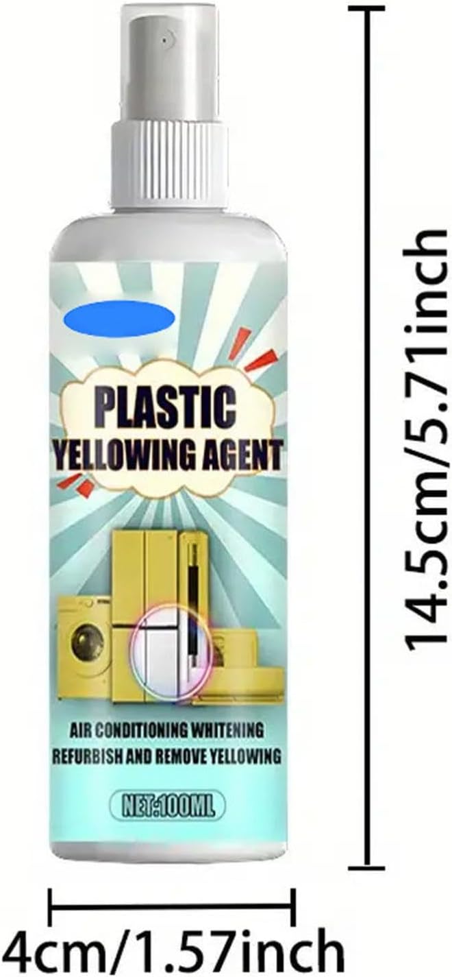 Plastic Yellowing Restorer Kit,Multi-Purpose Whitening Cleaner Spray for Air Conditioners,Toilet Seats,Household Appliances,Restores Whiteness with Cleaning Cloth (clear)