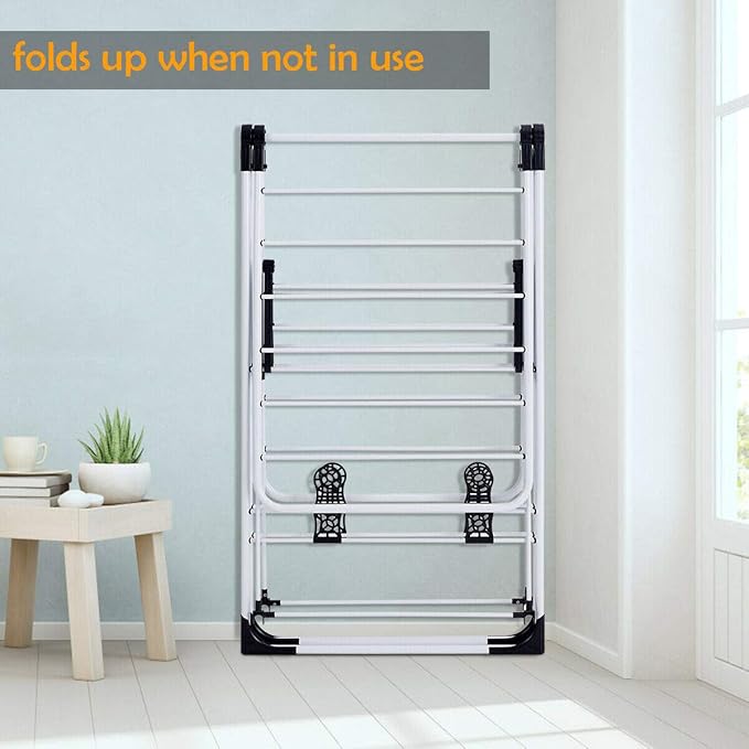 DORTALA Foldable Drying Rack, Laundry Clothes Storage, Portable Folding Dryer, Heavy Duty Clothes Hanger, Clothes Drying Rack, Lightweight and Stable Stainless Steel Clothes Dryer, for anUse