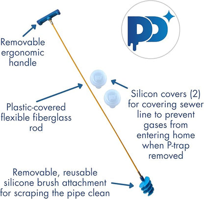 Drain Cleaining Tool for Sinks - Sink Drain Cleaner Helps Clear Clogs, Hair, Buildup, Sludge, Gunk - Better, Safer, Cleaner Unclogger than Chemicals, Liquids, Bladders, Barbed Tools, and Snakes