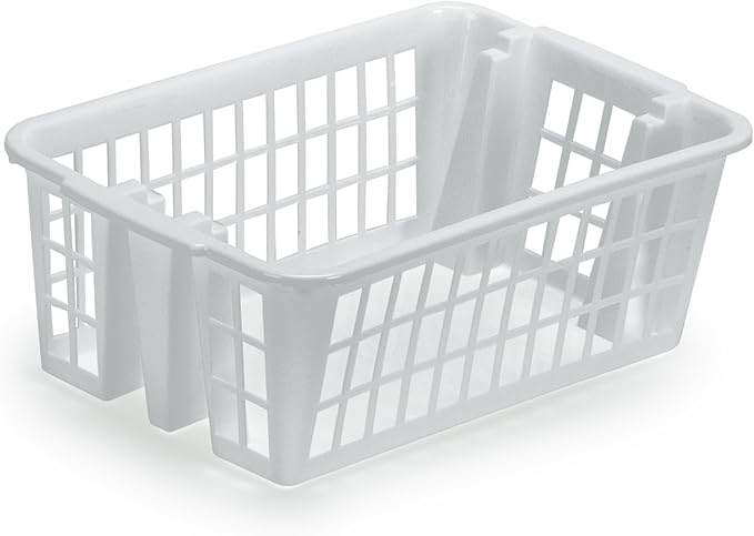 DecorRack Plastic Storage Basket, 6L Bathroom Storage Organizer Bin for Laundry Closet, Pantry or Office with Built In Handles, Gray (2 Pack)