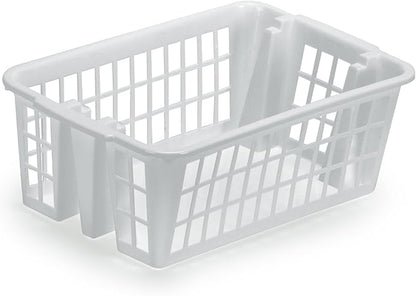 DecorRack Plastic Storage Basket, 6L Bathroom Storage Organizer Bin for Laundry Closet, Pantry or Office with Built In Handles, Gray (2 Pack)
