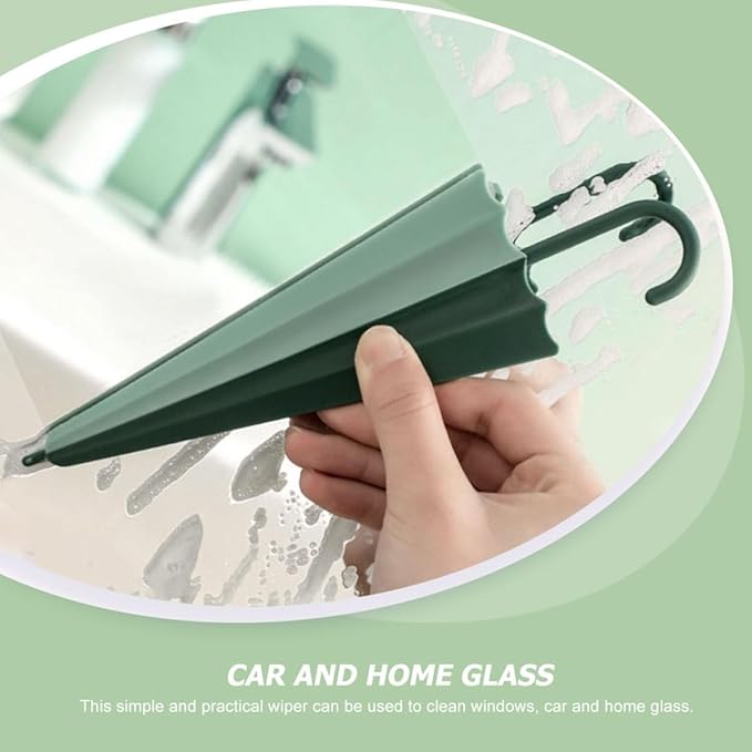 TEHAUX 4pcs Bathroom Glass Wipers Set, Mini Shower Glass Squeegee with Handle, Green Household Window and Mirror Cleaner for Bathroom and Kitchen Surfaces