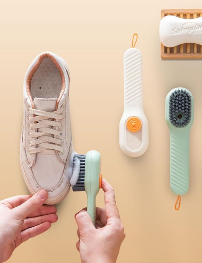 luvilly2Pack Multifunctional Laundry Brushes, Cleaning Brush with Soap Dispenser,Shoe Brushes for Cleaning (Green and White)