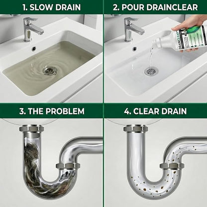 DrainClear Pro Enzyme Drain Cleaner 32oz - Enzymatic Formula Digests Grease, Waste & Odors - Safe for Pipes and Septic Systems - Biodegradable Drain Treatment for Home & Commercial Use