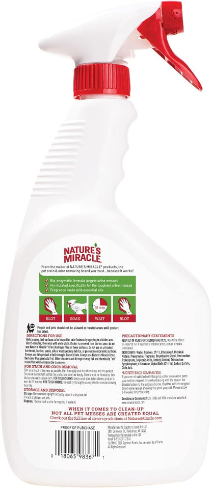 Nature’s Miracle Urine Destroyer Plus Cat,32 Ounces,Unscented,Enzymatic Formula,Ready-to-Use,(Pack of 12)