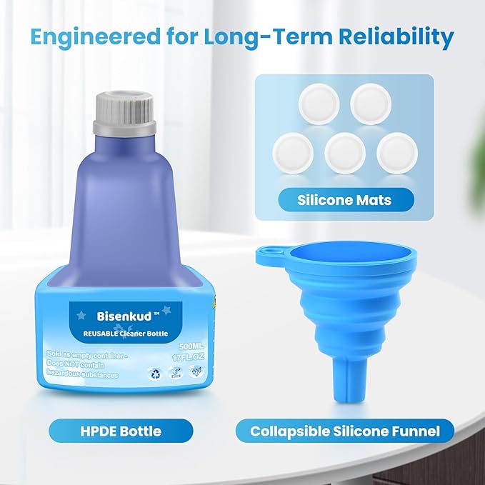 Bisenkud Refillable Bottle for Swiffer® Wet Jet™ Mop - 500ml /17 FL OZ - Leak-Proof HDPE Solution Bottle, Empty，Not for Power mop