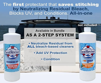 Marine Mildew Stain Remover for Boat Seats, Vinyl & Plastic | Light Gel That Clings Longer | Fast-Acting | No Scrub | 32oz