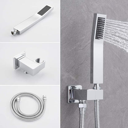 KOJOX Shower System with High Pressure 10 Inch Rainfall Shower Head, Handheld Shower head and Shower Faucet Trim, Rain Mixer Shower Set Wall Mounted Chrome（Valve Include）
