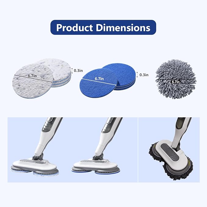 Upgrade S7000 Replacement Steam Mop Pads Kit for Shrak,S8201 S8001 S7001 S7201 S7000AMZ S7005 S7020 S7001C，All-in-One Hard Floor Steam Mop (6, Blue White Grey)
