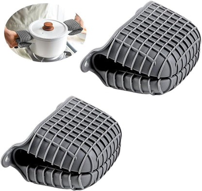 2 Pack Silicone Oven Mitts for Cooking, Heat Resistant Oven Mitt Set, Flexible Oven Gloves, Mini Oven Mitts Set with Non-Slip & Grip Heat Kitchen Mitt for Kitchen Cooking Baking (Grey)