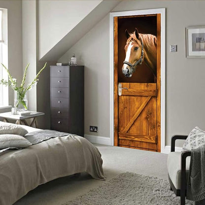 3D Peel and Stick Murals - Horse Wallpaper Self-Adhesive Decals Removable PVC Waterproof Door Poster for Bedroom Living Room 31.5" x 78.7"