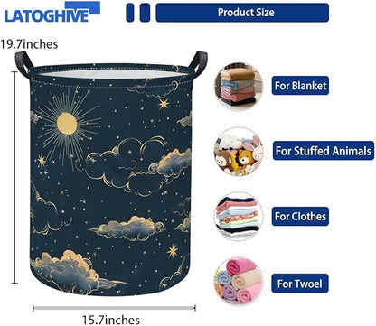 Baby Laundry Hamper kids laundry Basket Waterproof Storage Bin for Bedroom Toy Clothes Organizer Basket Woodland Animals Room Décor(Stars)