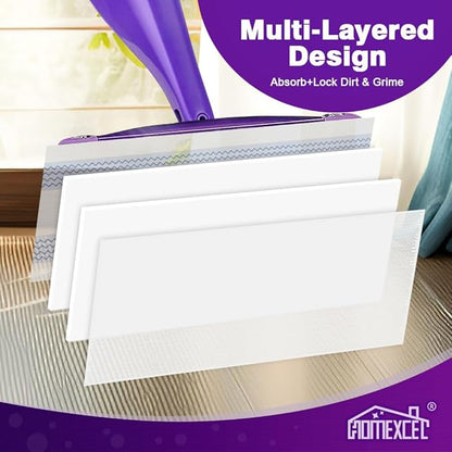 HOMEXCEL Multi-Layer Dry Floor Mop Pads Refills Compatible with Swiffer Wet Jet-All Purpose Multi Surface Floor Cleaner Spray Mop Pads Replacement for Hardwood Floor,16 Count