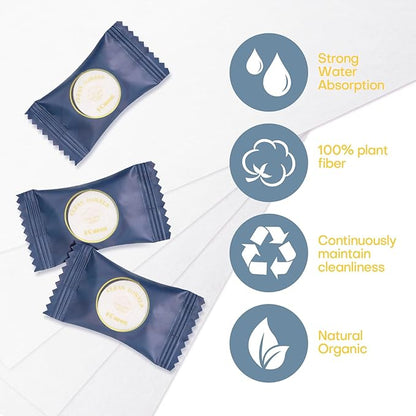 Disposable Face Towel 100 Count Compressed Towel Tablets Individually Wrapped 9×7.5 Inch Portable Washcloths Compact Cloths for Travel Hiking Camping Gym Fitness Outdoor Gear Hotel Stay (Blue)
