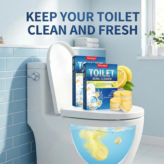 Toilet Bowl Cleaner Tablets – 24 Pack | Powerful Stain Removal, Septic Safe, Lemon Scent | No Harsh Chemicals, Long-Lasting Cleaning for Toilet Bowls