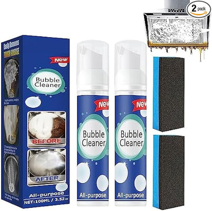 2PCS Bubble Cleaner Foam, Foaming Heavy Oil Stain Cleaner, Stubborn Grease & Grime wipe Spray, All Purpose Cleaning for Kitchen and Other Stains