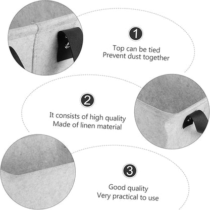 Alipis Medium Gray Felt Storage Basket with Handles Thick Felt Material Clothes and Organizer Reusable Laundry Hamper for Home Storage and Tidying