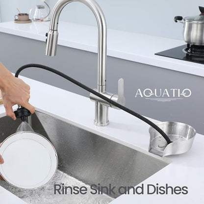 2 in1 Glass Rinser for Kitchen Sink - Stainless Steel Cup Cleaner - Counter Top Bottle Washer - Kitchen Sink Accessories - Attachements - Sink Sprayer (Nickel)