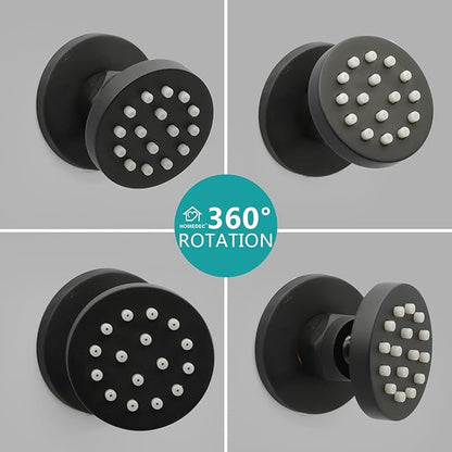 HOMEDEC 2inch Round Brass Shower Spa Massage Body Spray Wall Jets Showerhead Can Swivel, 6pcs, Matte Balck
