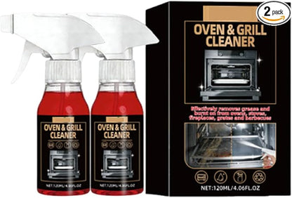 Powerful Oven & Grill Cleaner Spray,Household Outdoor Oven And Grill Cleaner Heavy Duty,Grease/Carbon/Odor Remover,No Harsh Scrubbing,Multi-Surface Safe (2)