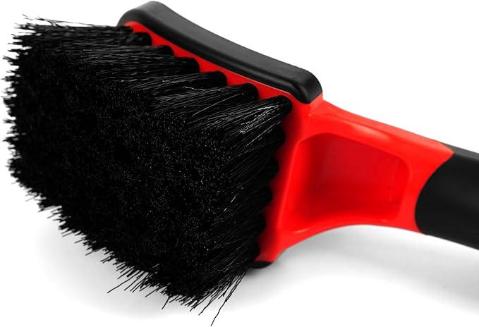 Maxshine Universal Soft Grip Heavy Duty Brush | Ergonomic Short Handle, Anti-Slip Grip, Scratch-Resistant Bumper | Stiff Bristles for Tires, Carpets & Tough Surfaces | Auto, Boat & Marine Detailing