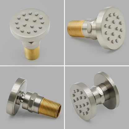 HOMEDEC 6pcs Round Brass Shower Body Spray Massage Jets Spa-like Bathroom Showerhead,Brushed Nickel