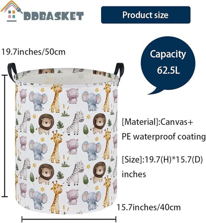 Kids Laundry Basket Animal Hamper for Nursery Boy and Girl Cute Kids Toys Storage Bin Organizer Room Decor for Home(Zoo)