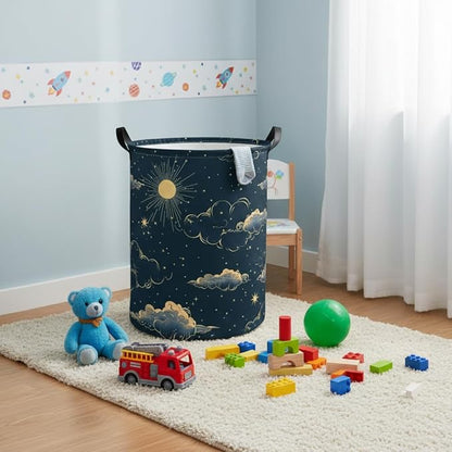 Baby Laundry Hamper kids laundry Basket Waterproof Storage Bin for Bedroom Toy Clothes Organizer Basket Woodland Animals Room Décor(Stars)
