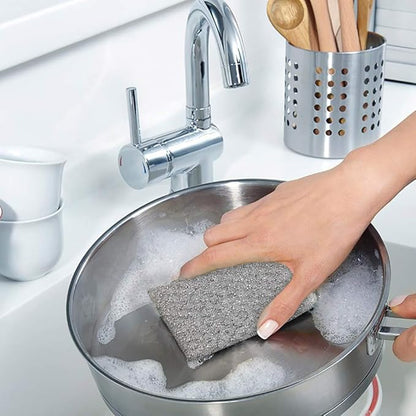 Kitchen Sponge Scrubber, Heavy Duty, Hand Friendly Scouring Sponge for Sink, Pot, Dish Washing Scrubber Non-Scratch, Kosher Sponge, by Superio (Silver-Gold)