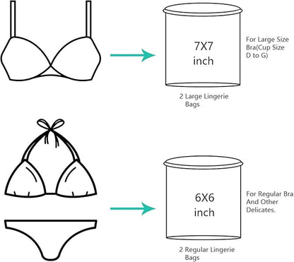 BAGAIL Laundry Bags Mesh Wash Bag for Intimates Lingerie and Delicates,7Pcs(1XL,2L,2M,2 Bra Bags) (Pack of 2)