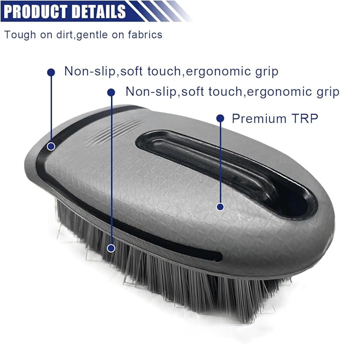 Carpet and Upholstery Cleaning Brush, Hanging Hole Car Cleaning Brush, Leather Seat Brush, Car Detailing Carpet Brush for Car Interior and Home, Fits Scrubbing Couch, Clothes, Tile (Gray)