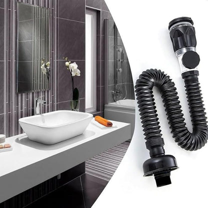 Bathroom Sink Drain Kit, Flexible P-Trap Sink Drain Pipe with Pop Up Stopper, Bathroom Sink Pipe Replacement Kit for 1-1/4'' & 1-1/2'' Holes, Anti-Clogging Stopper